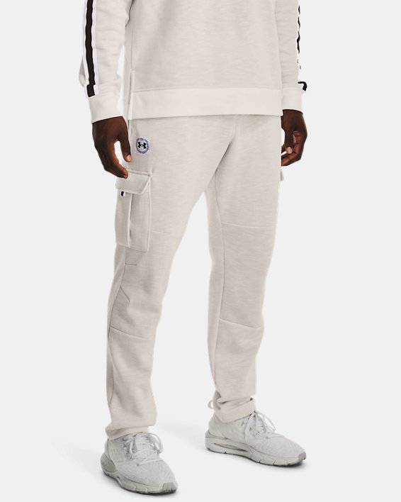 Men's UA Essential Fleece Heritage Cargo Pants, White, pdpMainDesktop image number 0